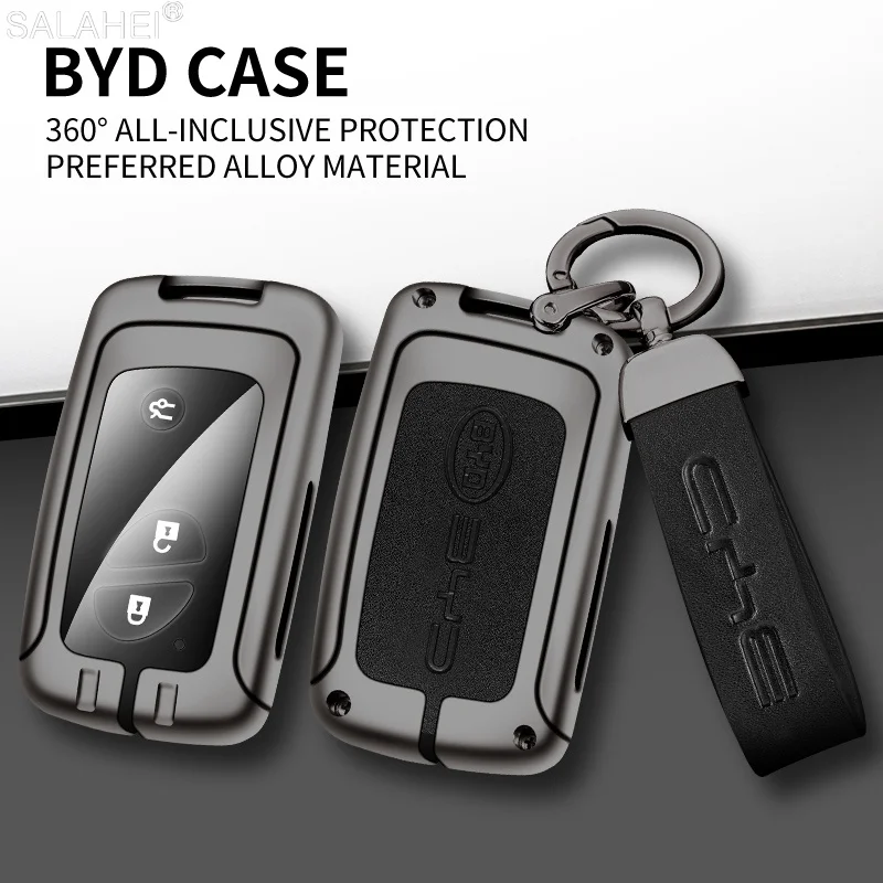 

Metal Leather Car Key Case Cover Shell Holder Fob Protecteion for BYD S6 F3 L3 M6 F0 G3 S7 E6 G3R Keychain Styling Accessories
