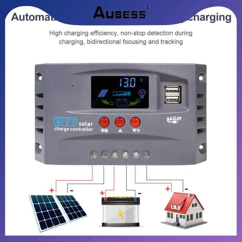 

With Lcd Display Solar Panel Controll Dual Usb Charging 12v 24v Regulator 10a 20a 30a For Lithium Lifepo4 Gel Lead Acid Mppt