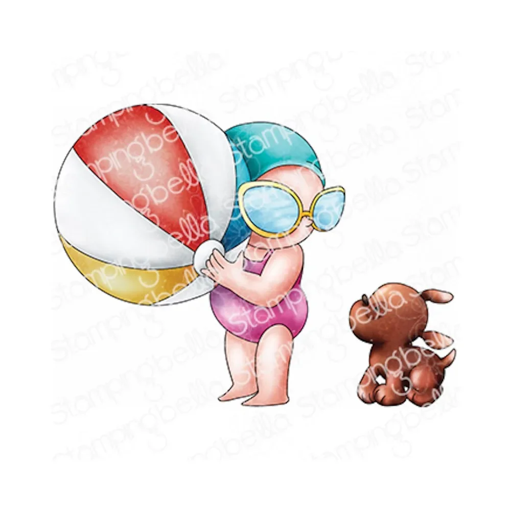 Dragon Flyin Girl с пляжным мячом и щенком 2024 новые металлические штампы сделай сам