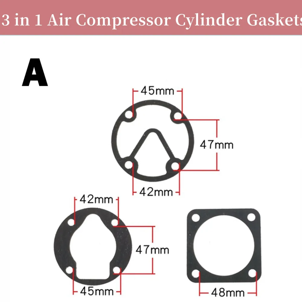 

3 in 1 Air Compressor Cylinder Head Base Valve Plate Gaskets Washers Black