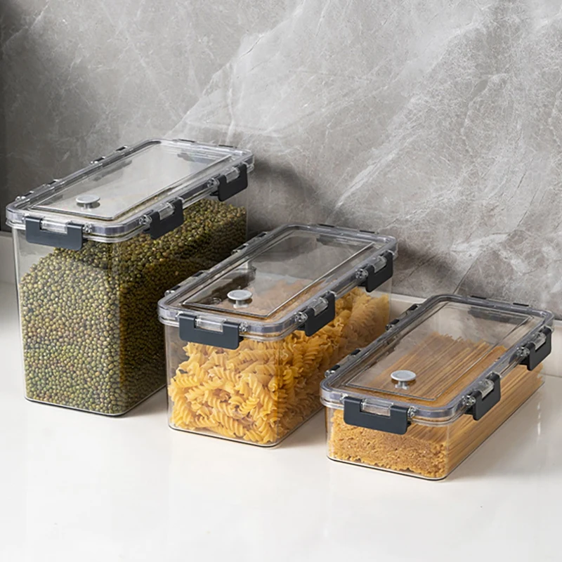 

Airtight Leak Proof Containers Pantry and Refrigerator Organizer Bins Plastic Containers with Easy Lock Lids Clear