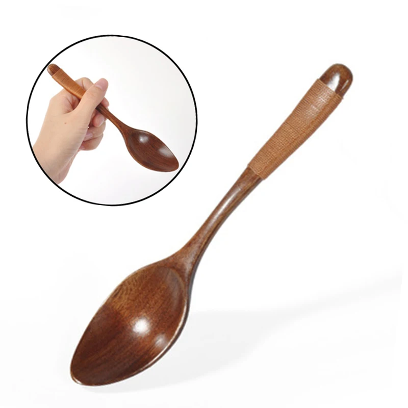 

2pcs Wooden Handle Spoon Coffee Tea Stirring Spoons Dessert Honey Soup Cutlery Japanese Style Kitchen Tools Tableware Dinnerware