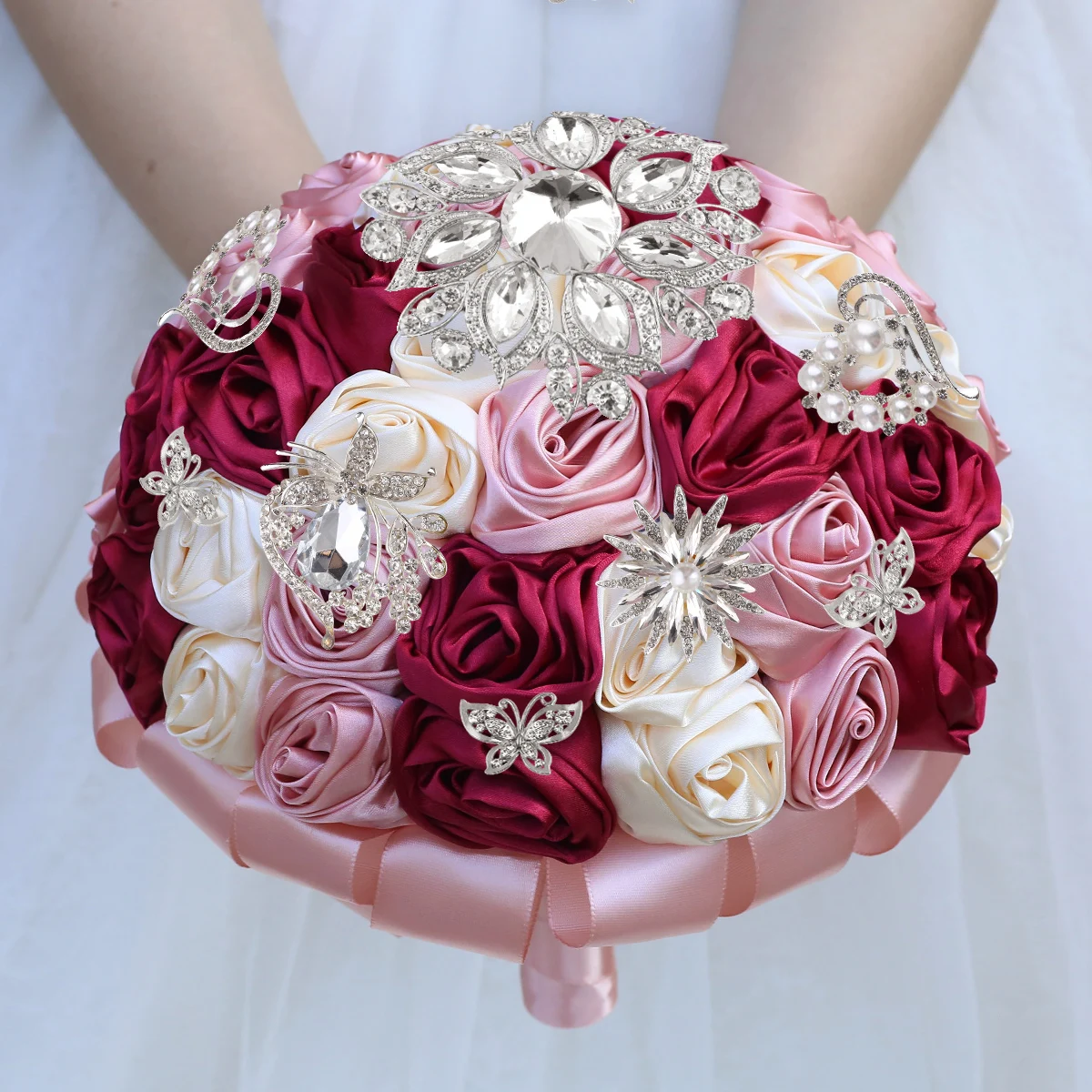 Темно-красная имитация шампанского атласная роза невеста подружки невесты с