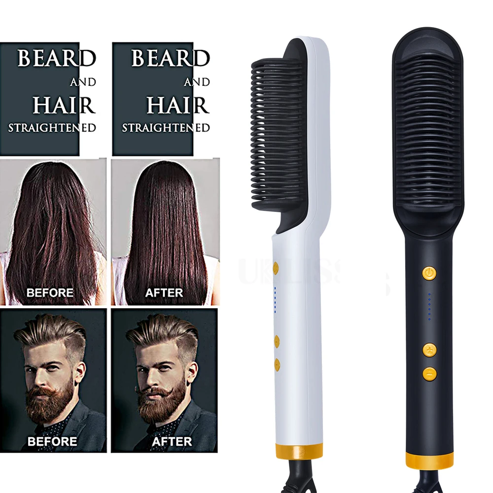 

Hair Straightener Hot Comb Smoothing Iron Brush Flat Iron Hair Straightening Brush Electric Hairbrush Beard Straightener Comb