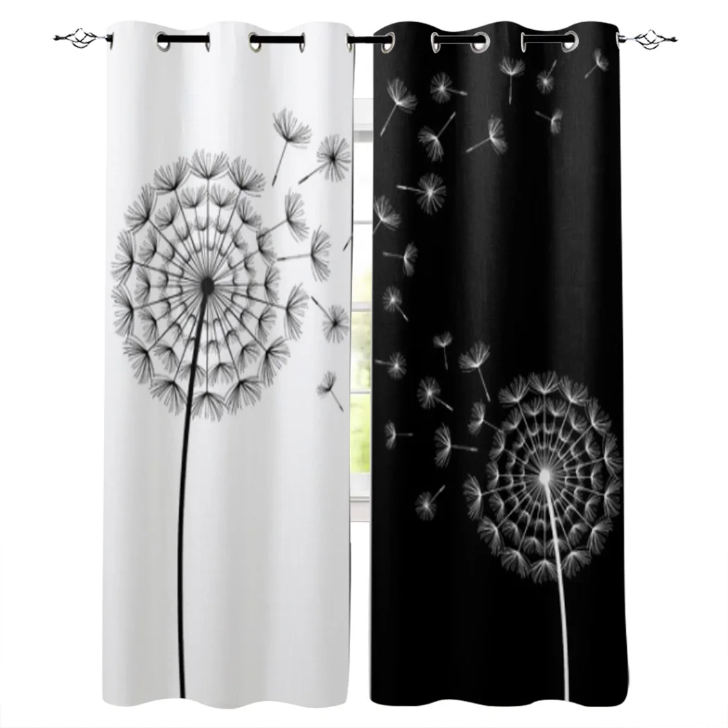 

Abstract Black And White Dandelion Curtains For Living Room Bedroom Elegant Curtains For Kitchen Window Treatments Drapes