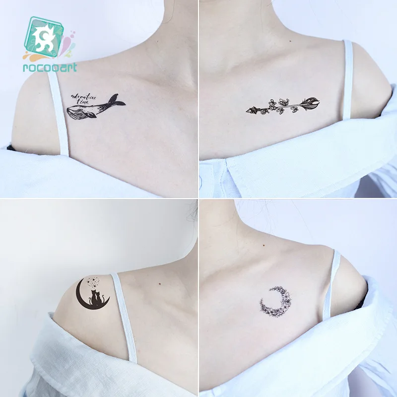 Водостойкая черная Временная тату-наклейка 5 шт. Временные татуировки наклейки