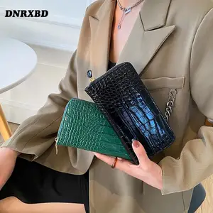 women long zipper purses pu leather alligator print clutch bag fashion coin bag female card holder carteras para mujer money bag free global shipping