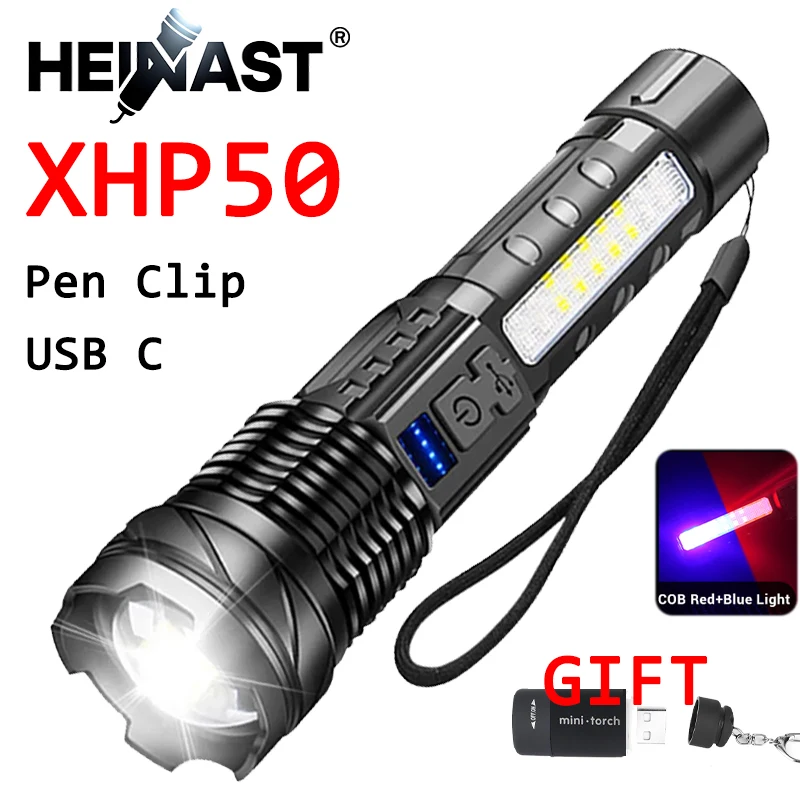 Powerful XHP50 Flashlight Zoomable Flashlight Handheld Lighting Night Work Emergency Torch for Outdoor Camping Fishing Lantern
