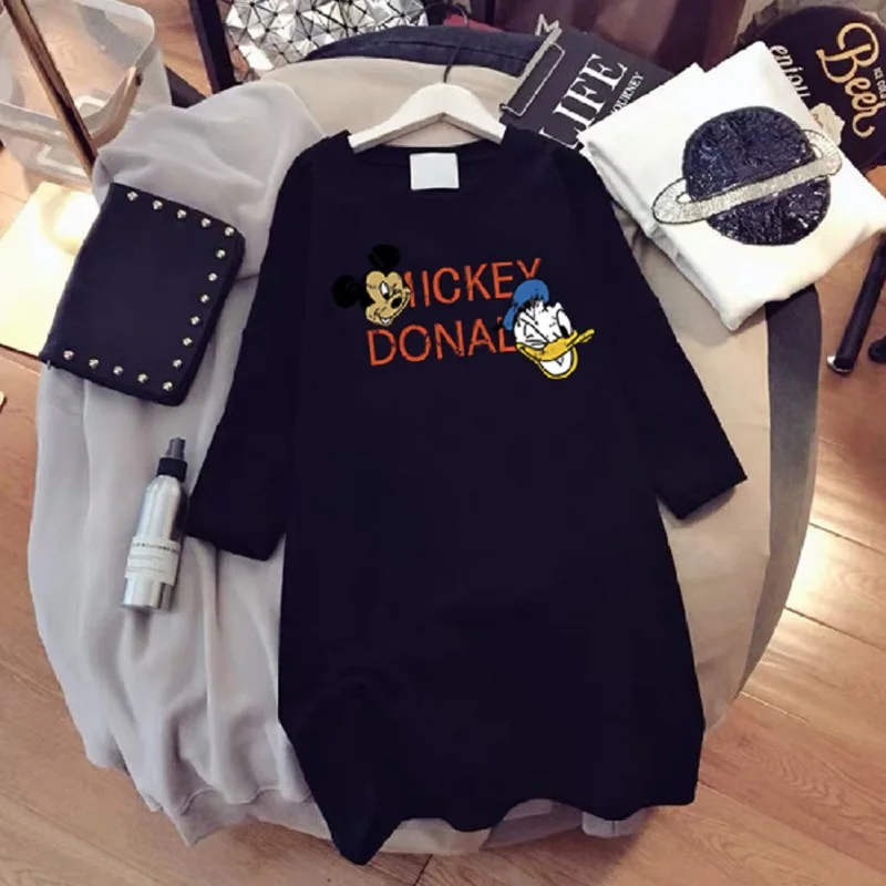 

Футболка Микки с мультяшным рисунком, Дональд Дак, летняя женская Свободная тонкая футболка большого размера с коротким рукавом, простой модный топ
