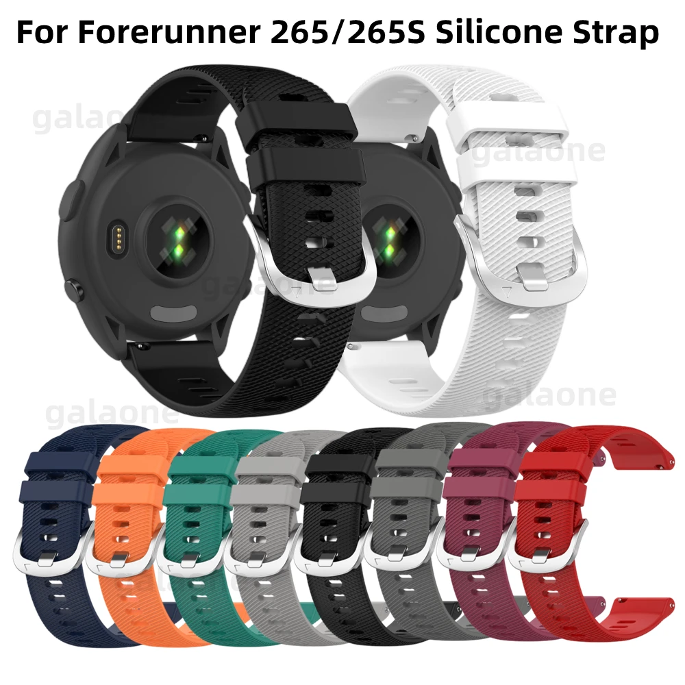 18 20 22mm Silicone Band Strap for Garmin Forerunner 265/265S Original Bracelet Wristband Forerunner 255 Watch Replacement Quick