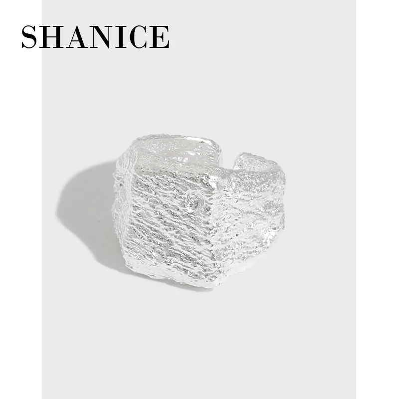 

SHANICE Korean INS niche design with exaggerated and irregular texture texture, S925 sterling silver open ring cool punk