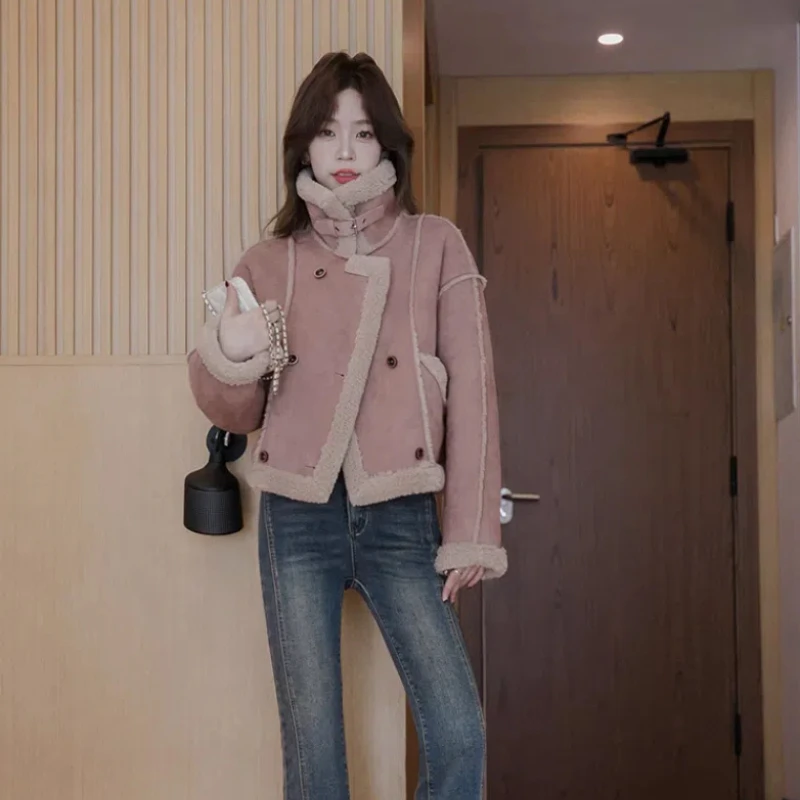 Maillard имитация замши зимняя новая куртка ягненка короткая маленькая толстая