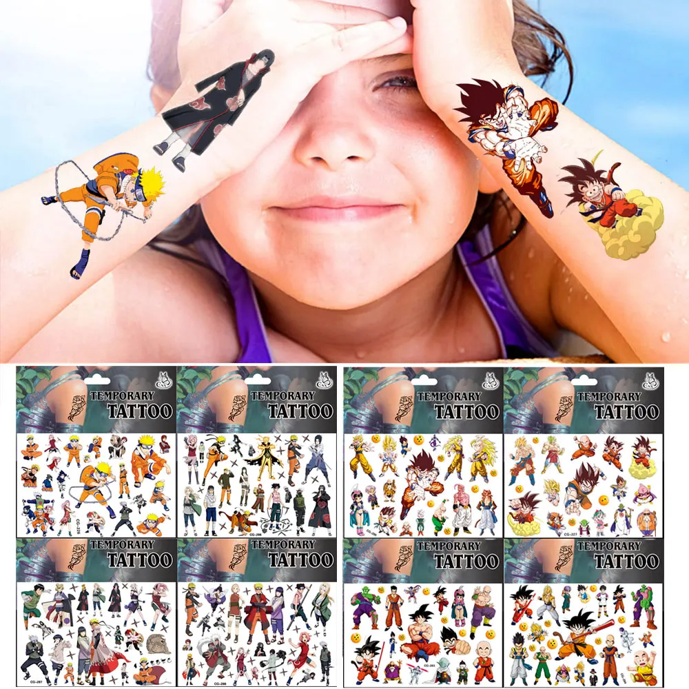 Тату-наклейки с аниме Наруто Драконий жемчуг Сон Гоку удзумаки Учиха Какаси