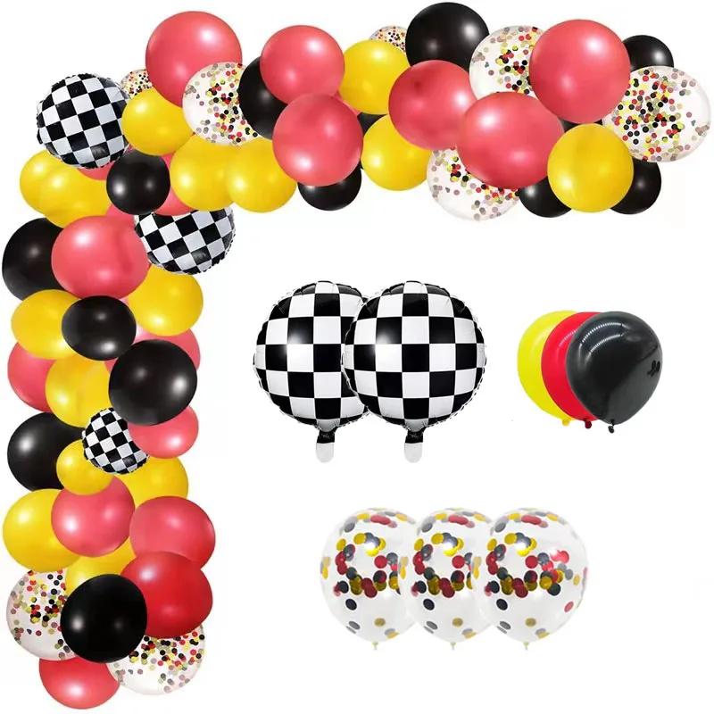 120pcs Racing Car Balloons Garland Arch Kit Birthday Decoration Boy Red Black Yellow Latex Balloons Baby Shower Party Supplies