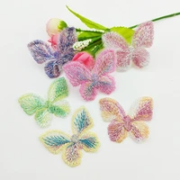 32pcs 4 53 8cm exquisite embroidered butterfly padded appliqued for diy handmade kawaii children hair clip accessories
