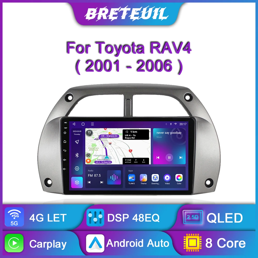 

Автомагнитола для Toyota RAV4 Rav 4 2001 2002 2003 2004 2005 2006 Android, мультимедийный плеер Carplay QLED, сенсорный экран, автостерео