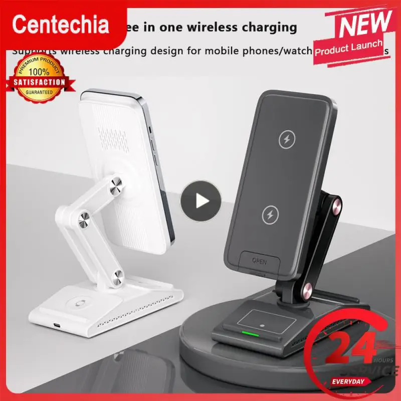 

Abs Desktop Phone Stand Folding Wireless Charger Multifunctional 280 ° Rotation Portable Fast Charging Bracket Three-in-one F2