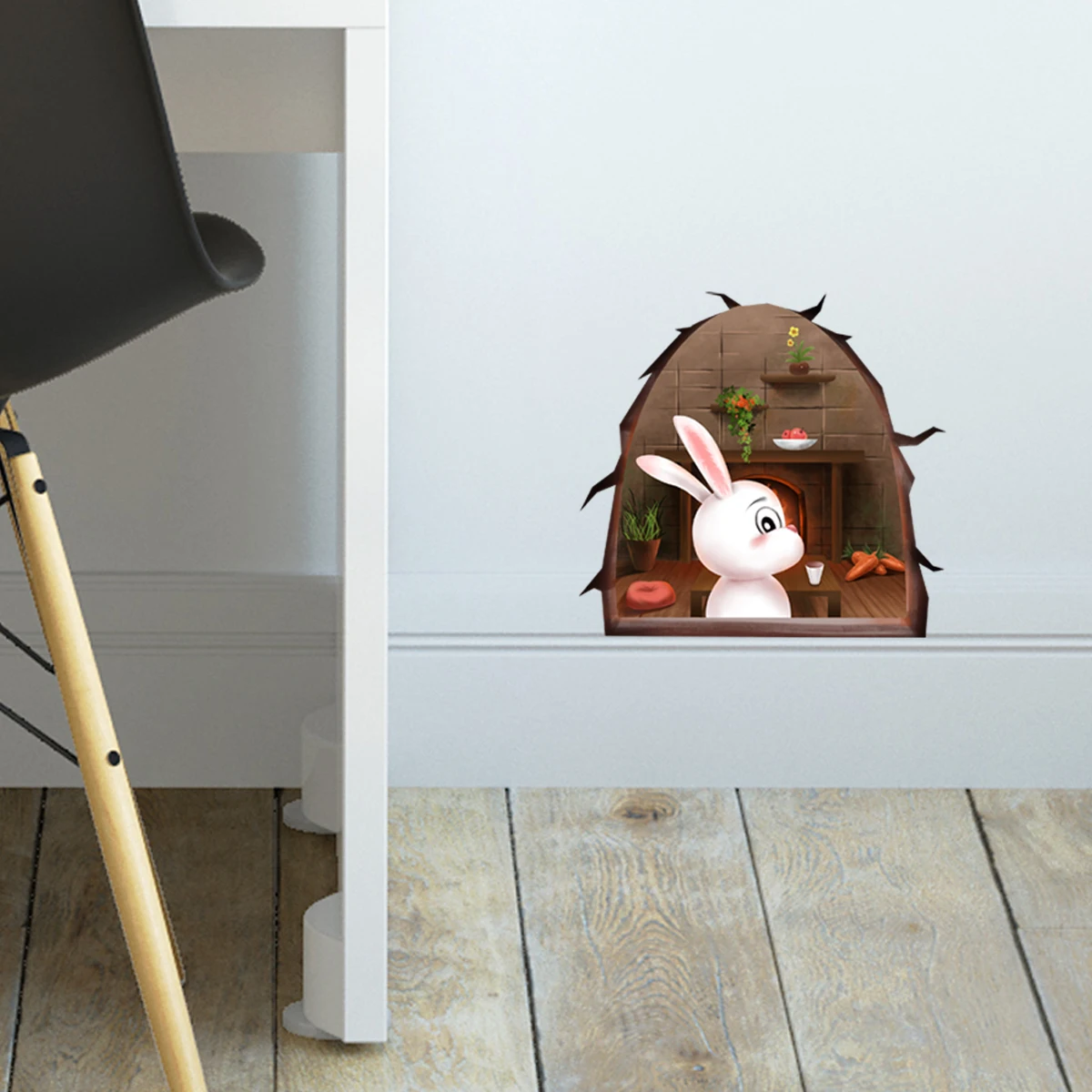 

Rabbit Potted Creative Broken Bedroom Living Room Decorative Self-adhesive Wall Sticker