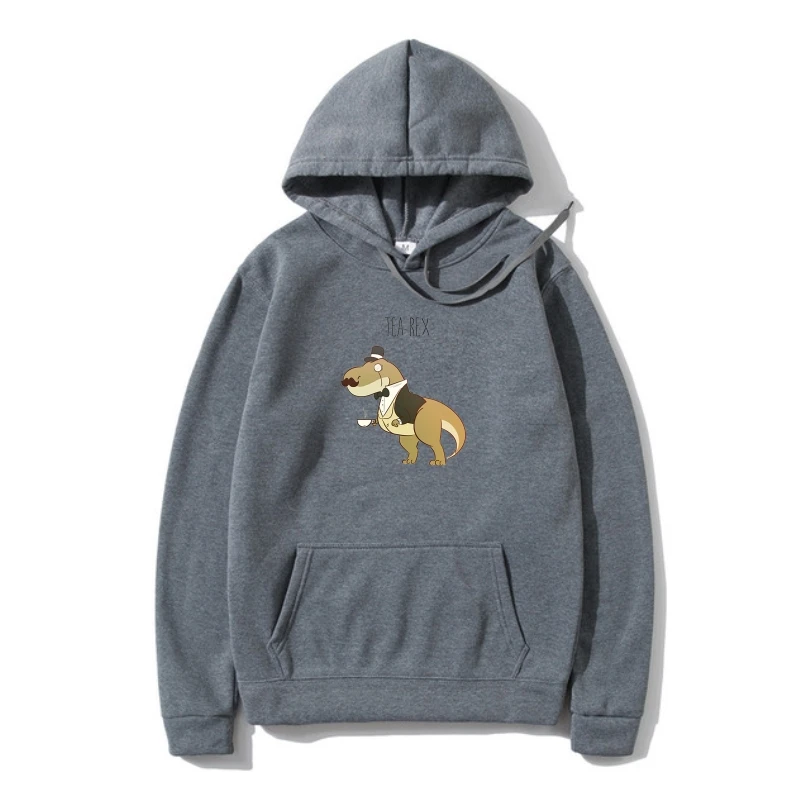 

Tea Rex Rex Dinosaur Funny Pun Illustration CArteroon Mens Hoodie Men'S Funny Harajuku Hoodie Hoodys Hoody Fleece Fleece