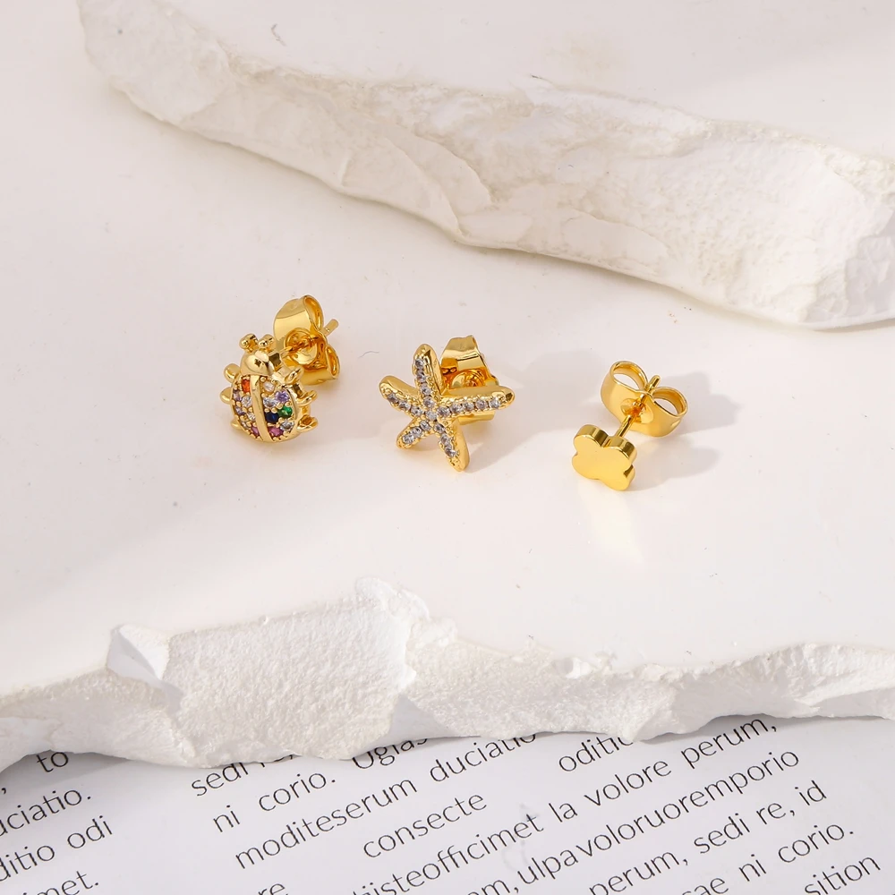 3 пары/комплект женские серьги-гвоздики с фианитами