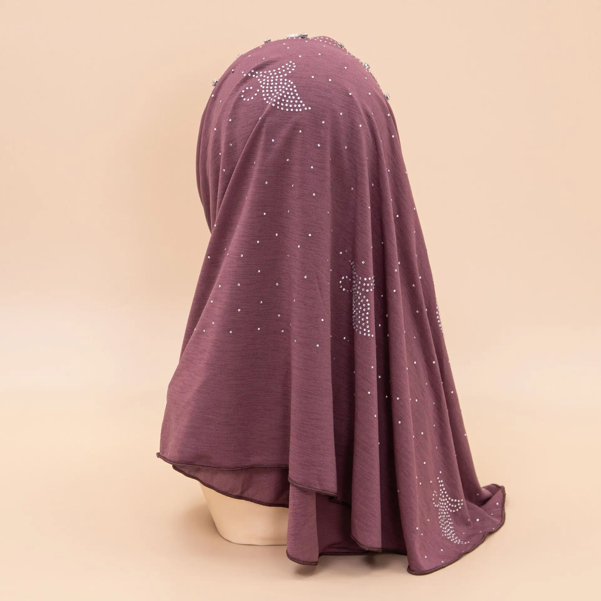 Новый мусульманский женский шарф с твердыми полями бриллиантами Amira Khimar накидка