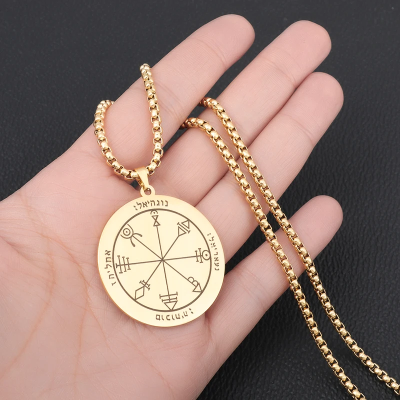 

Stainless Steel Viking Round Solomon Figure Pentagram Pendant Necklace For Men Women Stylish Delicate Nordic Symbols Amulet