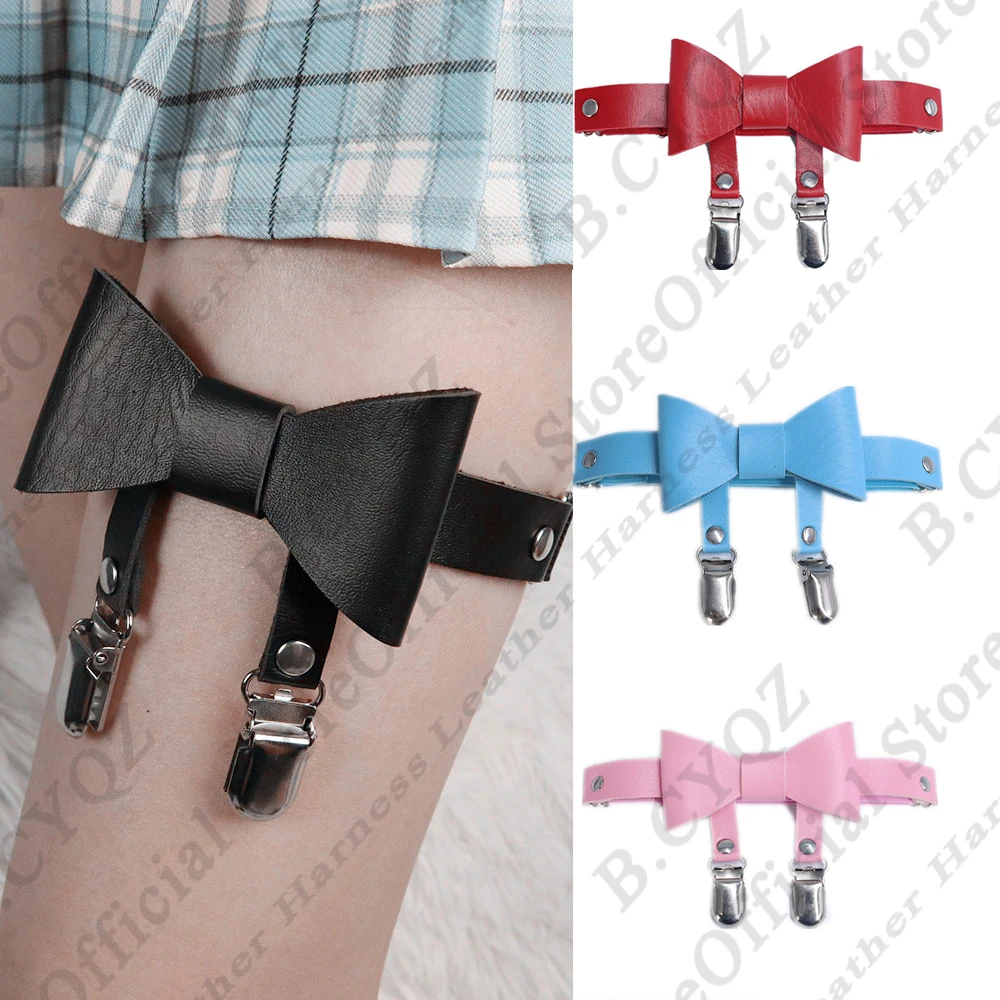 

Black Bow Sexy Pu Leather Garter Belt Women Punk Gothic Thigh Leg Garter Ring Harajuku Harness Bondage Suspender Stockings Strap