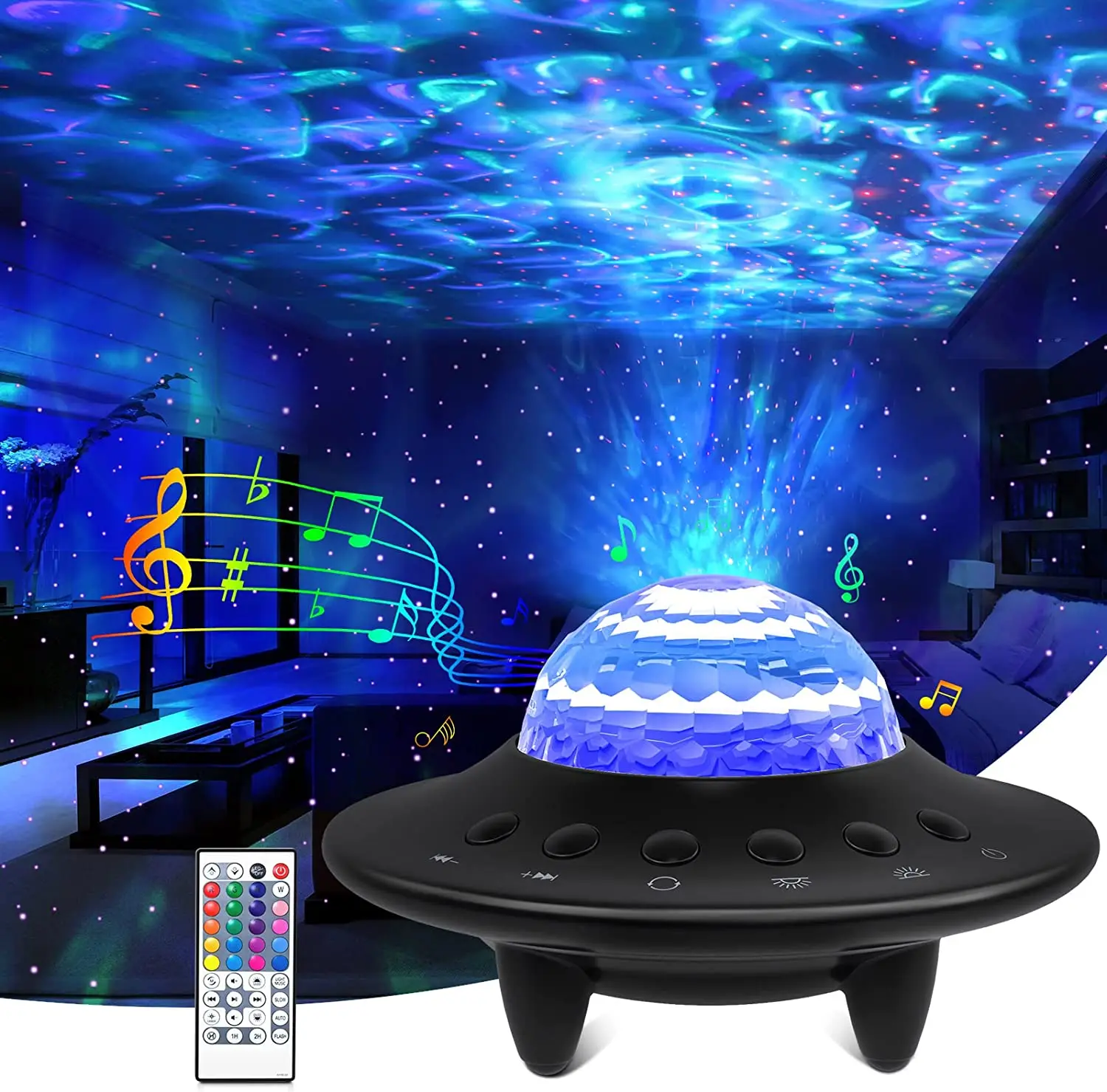 

UFO Star Galaxy Projector Kids Night Light Projector with Music Speaker for Adults Bedroom Home Theatre Ceiling Party Decor Gift