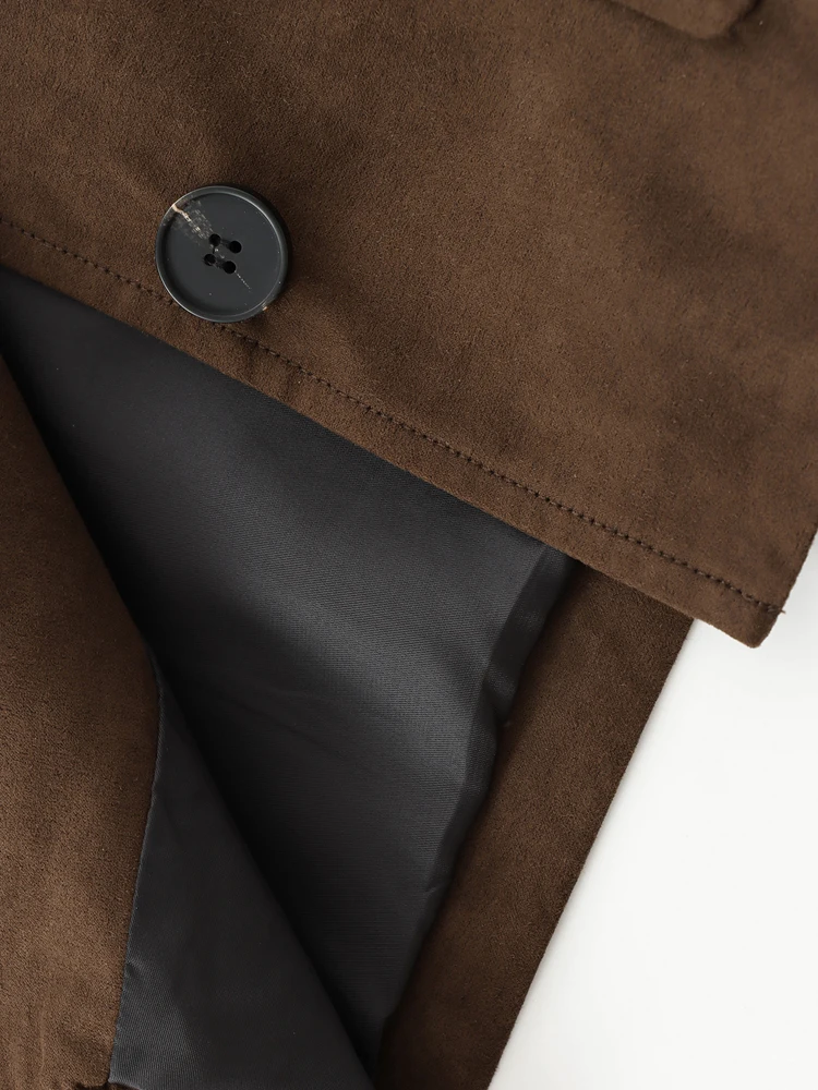 Куртка KAOPU ZA Женская замшевая винтажная верхняя одежда с лацканами и длинным