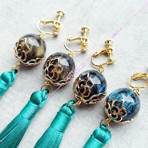 Зеленые серьги Wuthering Waves Jiyan для косплея