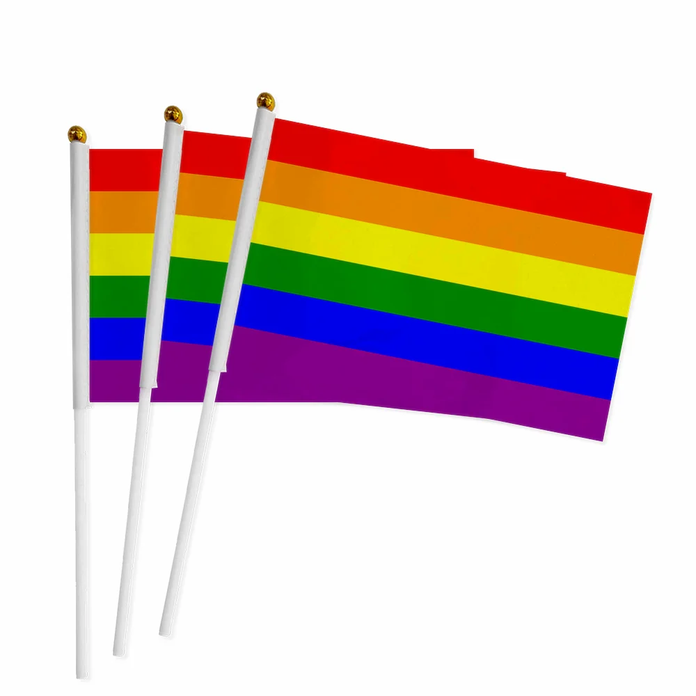 custom hand flag 100pcs 14x21cm dream smp Gay Lesbian Homosexual Bisexual LGBT Pride Customized rainbow |