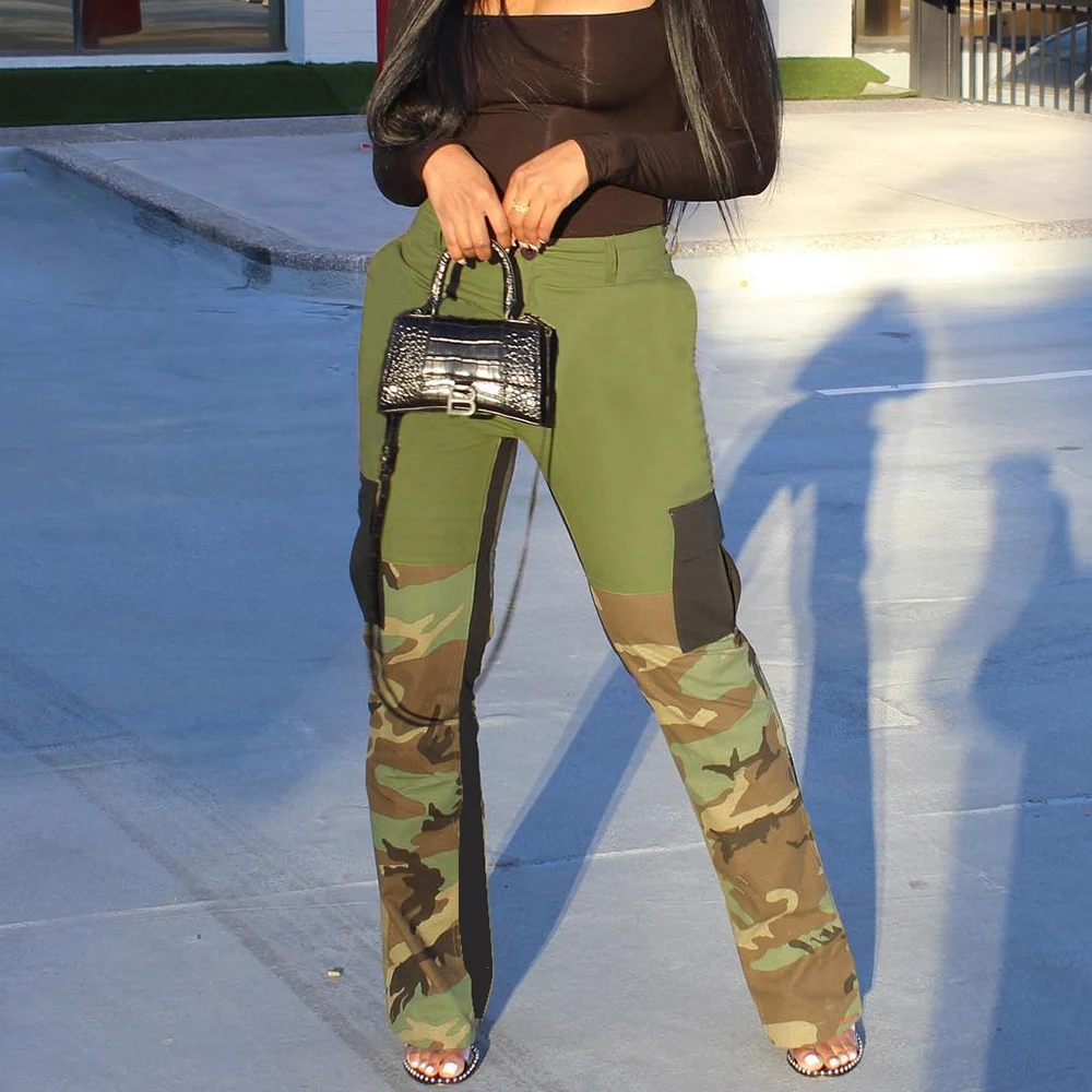 Women's 2023 spring fashion new products camouflage sexy slim casual zipper pocket pants