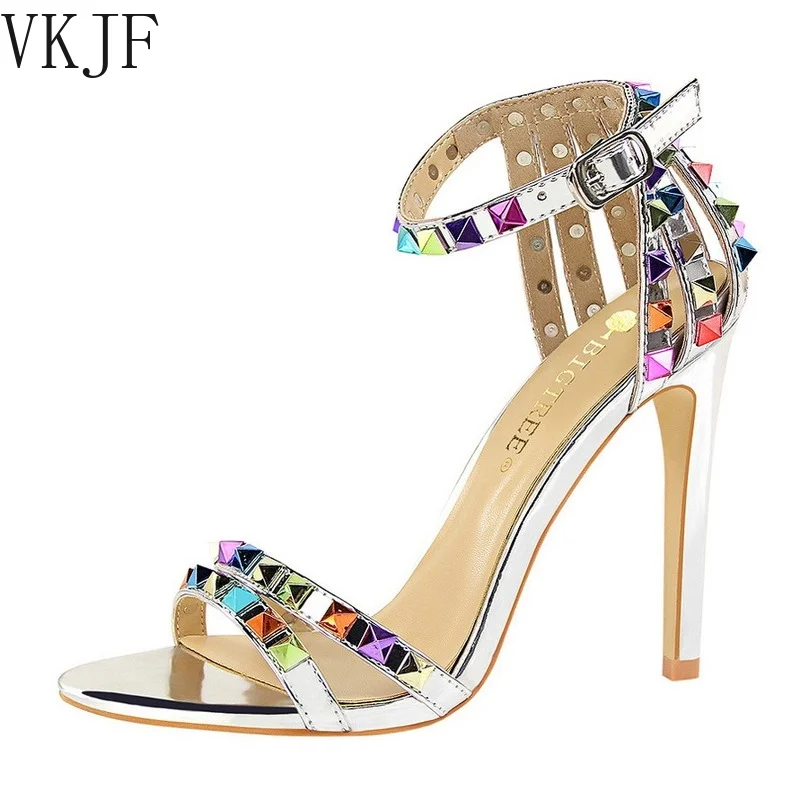 

Женские босоножки с заклепками, сандалии на высоком каблуке-шпильке, туфли-лодочки с заклепками, обувь на платформе, лето 2020