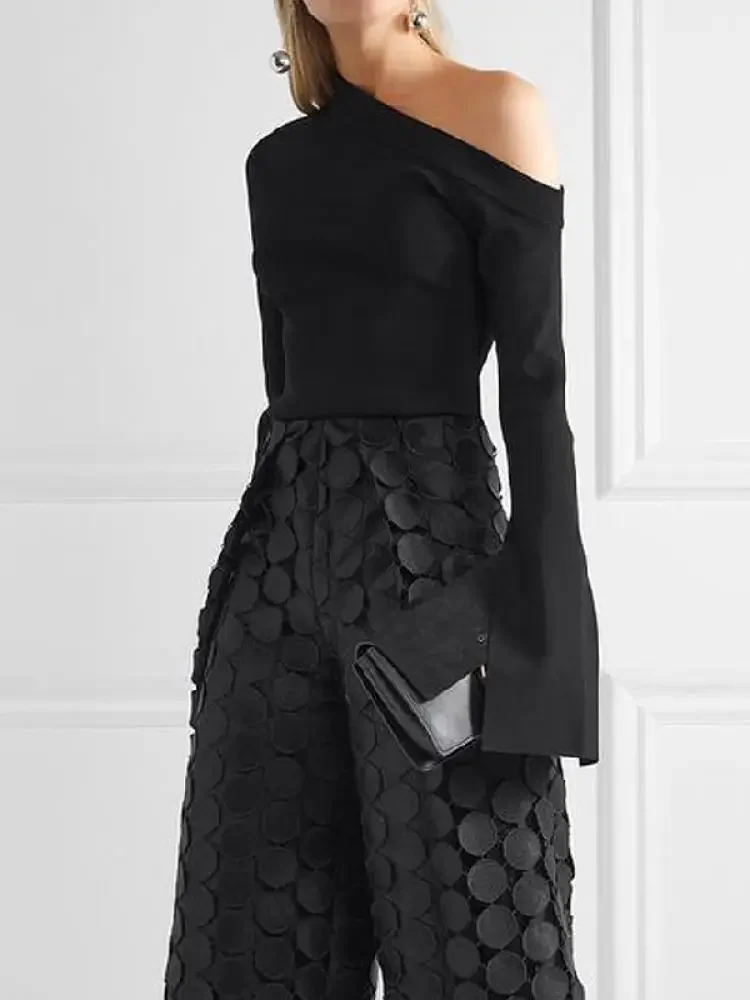 Kirsmile женские Асимметричные черные повседневные футболки на одно плечо Весенние