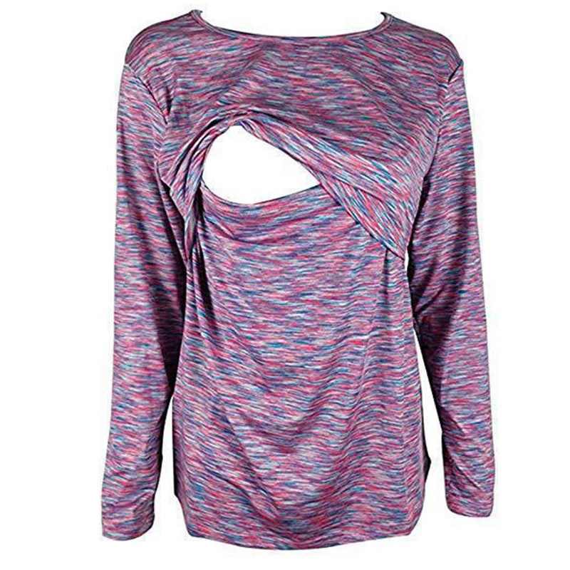 

Women'S Maternity Contrast Nursing Top Long Sleeve O Neck Panel Breastfeeding Striped Contrast Nursing Shirt TShirt Casual Shirt