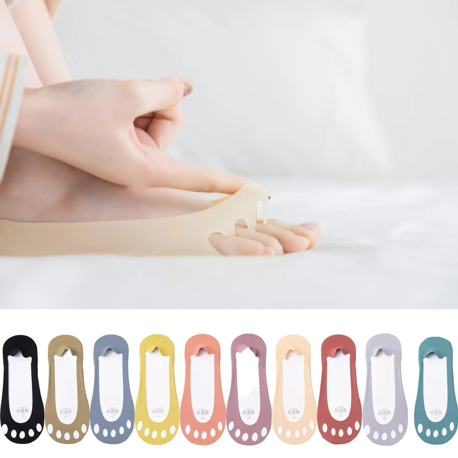 

Five Toes Breathable Socks Open Toe Boat Socks Ice Anti-friction Anti-skid Five-finger Invisible Ankle Socks Ultrathin Silk L8E4