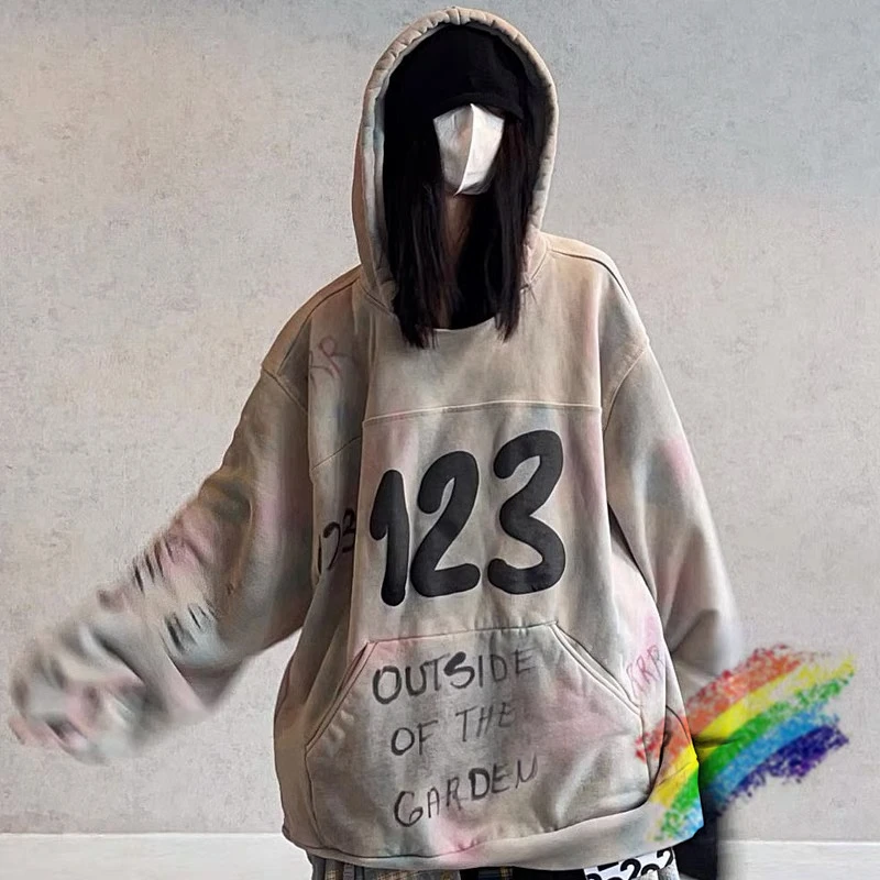 

Vintage Tie-dye Nice Washed RRR123 Hoodie Men Women 1:1 Best Quality Heavy Fabric Puff Print Pullover Oversized Sweatshirts