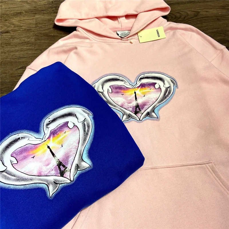 

2021fw VETEMENTS Hoodie Men Women 1:1 Best Quality Dolphin Heart Vetements Sweatshirts Oversized Pullovers
