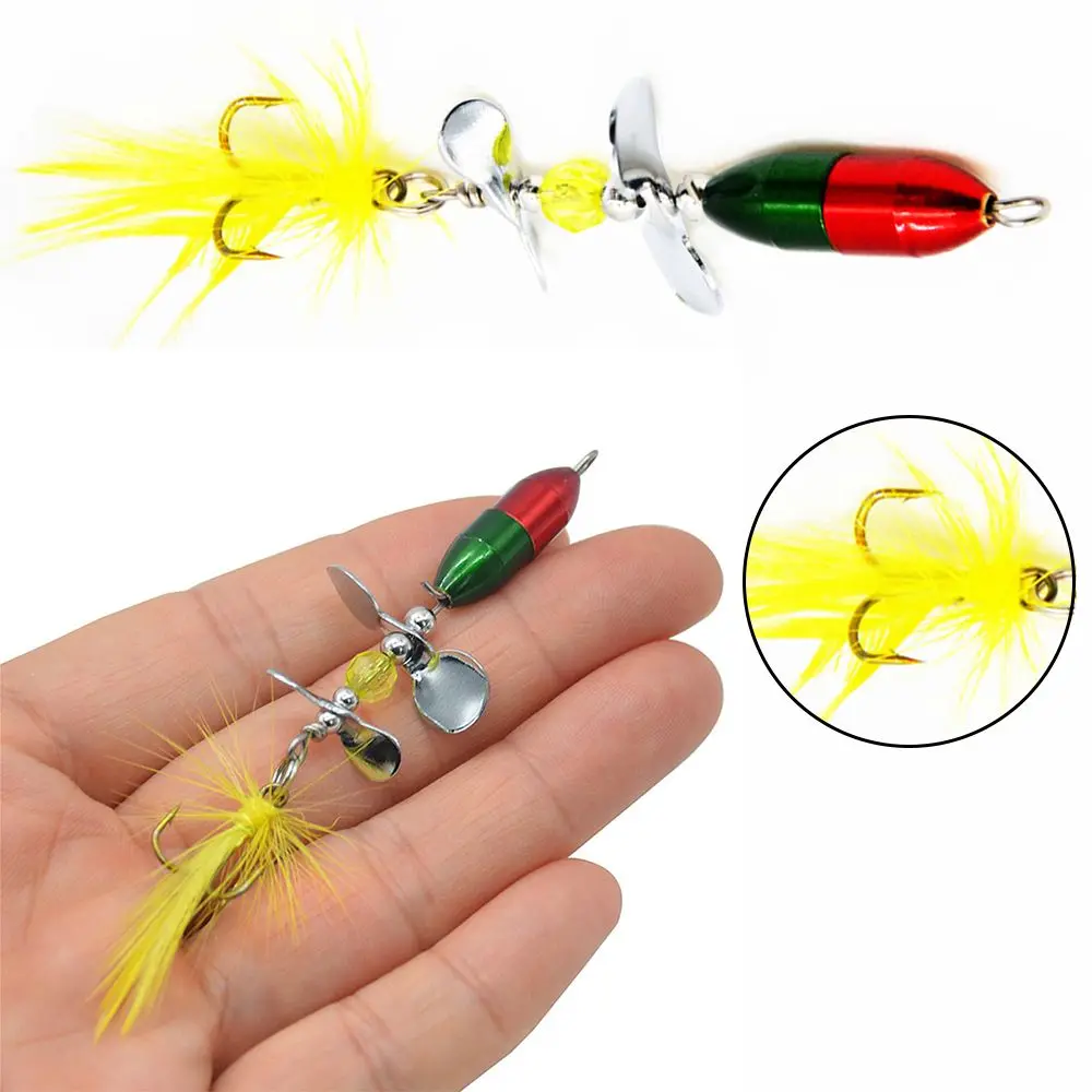 

Portable Durable With Feather Treble Hook Crank Bait Spoon Spinner Fishing Metal Lures Fishing Tackle
