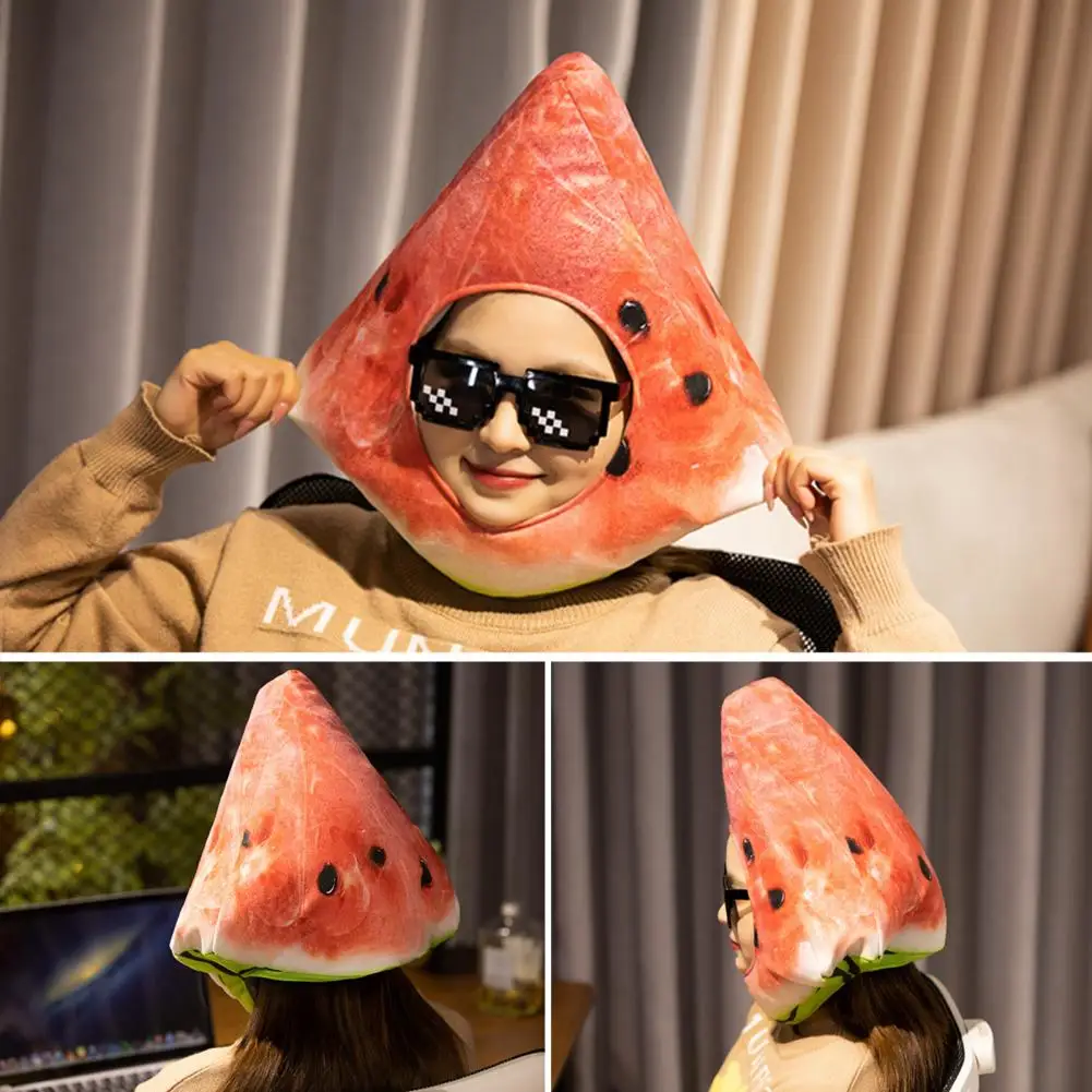 

Watermelon Headgear Funny Watermelon Hat for Cross-dressing Plush Fruit Headgear for Selfies Cosplay Performance Props Fruit