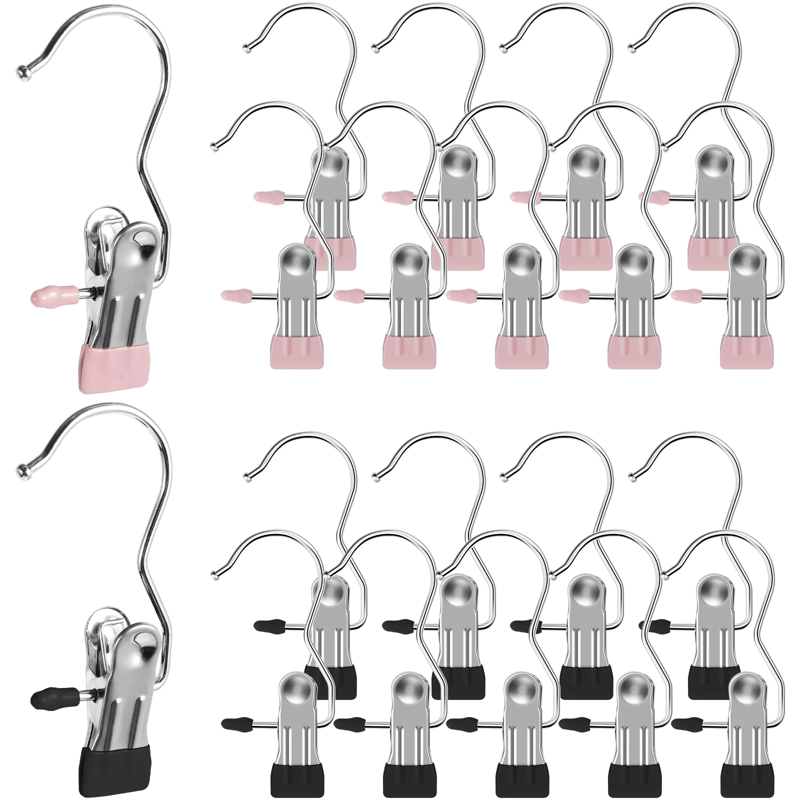 

20 Pack Boot Hanger for Closet Stainless Steel Hanging Hold Clip Space Saving Hangers Single Clip 360° Rotating Legging