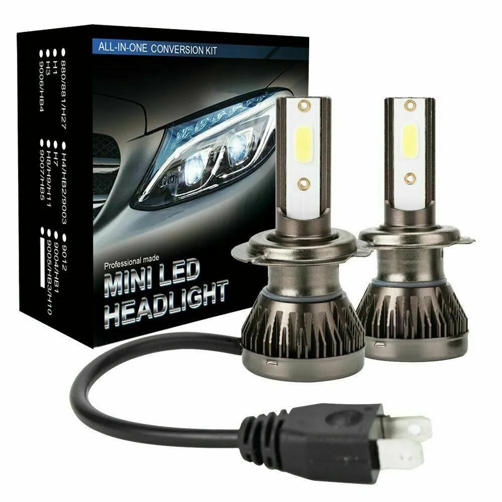 

2 PCS H7 LED Headlight 200W 20000LM Hi Low Kit Bulbs Beam 6000K Canbus Error Free DC 9V32V IP65 Waterproof COB LEDs Chips