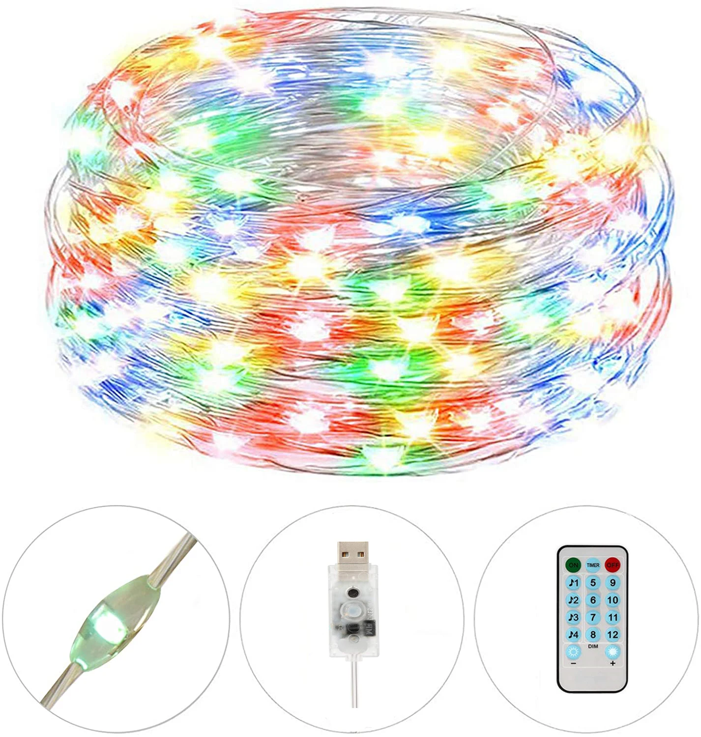 LED lights remote control home party lights USB plug birthday Christmas tree decorative music fun KTV Christmas decorative gifts