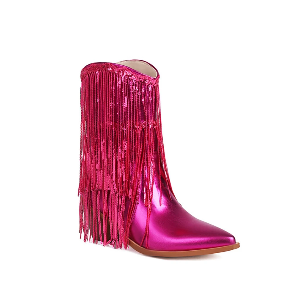 Женские ботинки с золотистыми блестками и кисточками блестящие Серебристые в