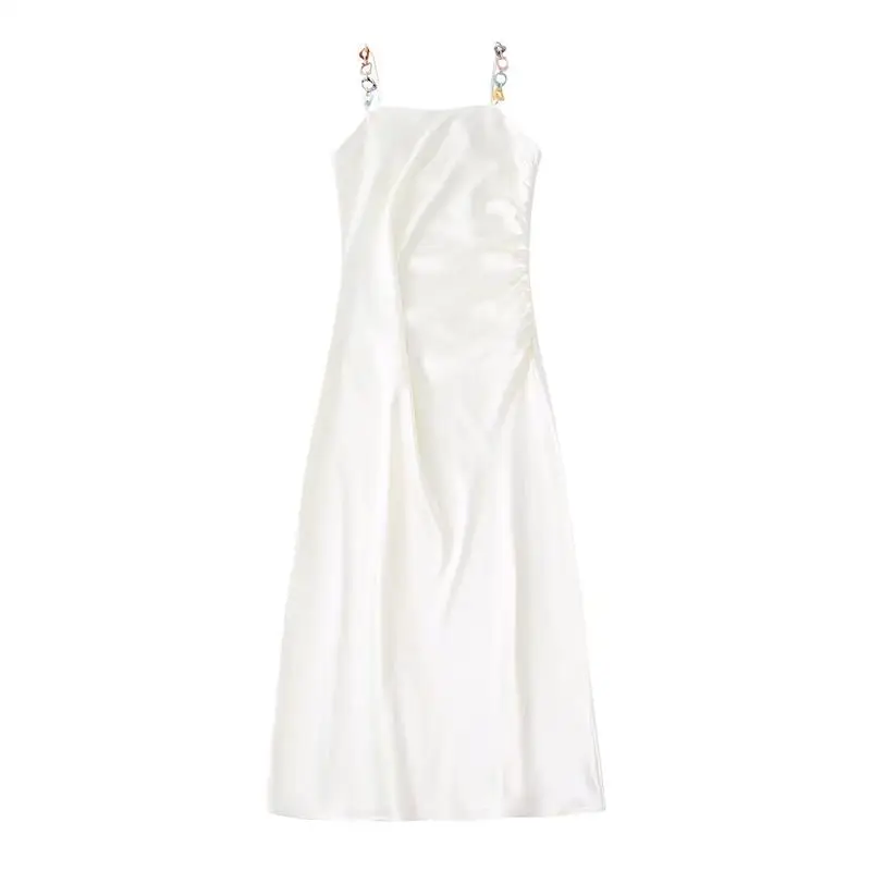 

Dress 2022 New Fashion Beaded Slim Fit Tube Top Elegant Ladies Dress Casual Chic Vacation Youth Party Summer Dress Women