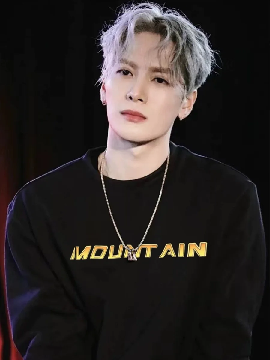 

KPOP Jackson Wang Clothes Loose Letter Printing Long Sleeve O-Neck Hoodie Personality Street Style Unisex Pullover Sweatshirt
