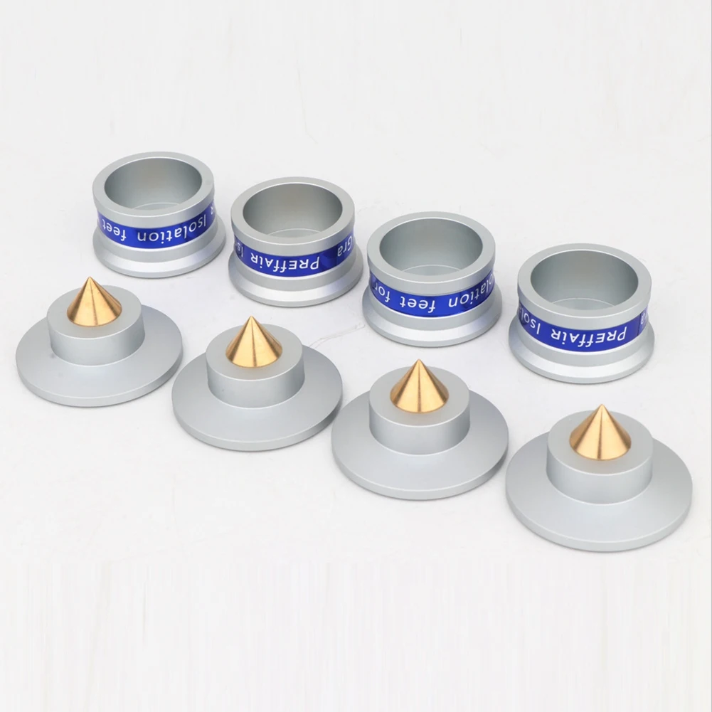 4 PCS Speaker Amplifier Shock Spikes Isolation Feet Stand Pad for Turntable Amplifier CD DAC Recorder(Black)