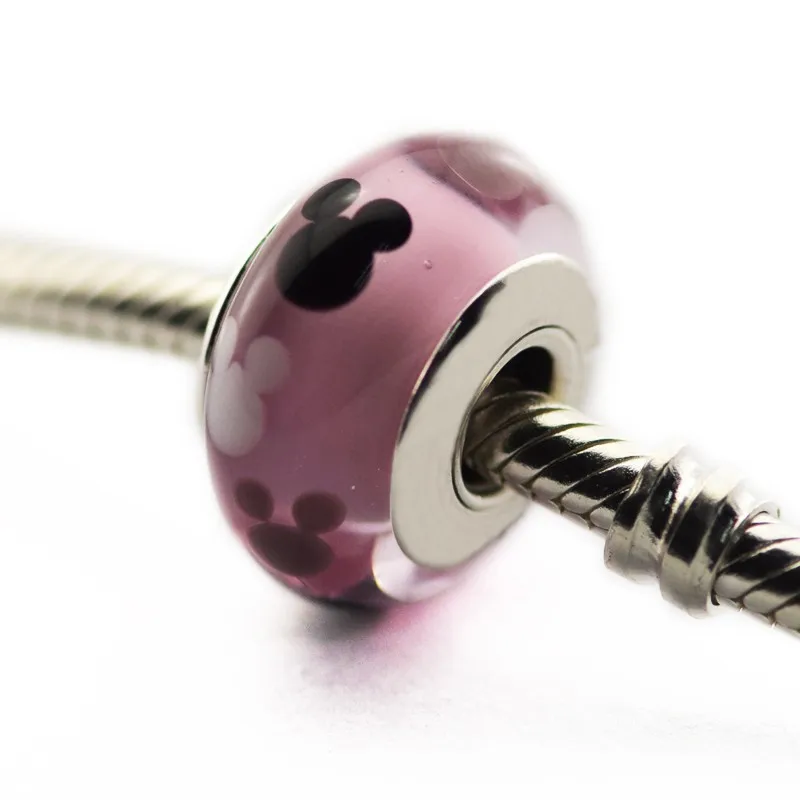 

Стеклянные бусины в виде мыши черно-белого цвета, ювелирные изделия из стерлингового серебра, подходят для оригинальных браслетов, шармы для изготовления ювелирных изделий, женские бусины «сделай сам» для девочек