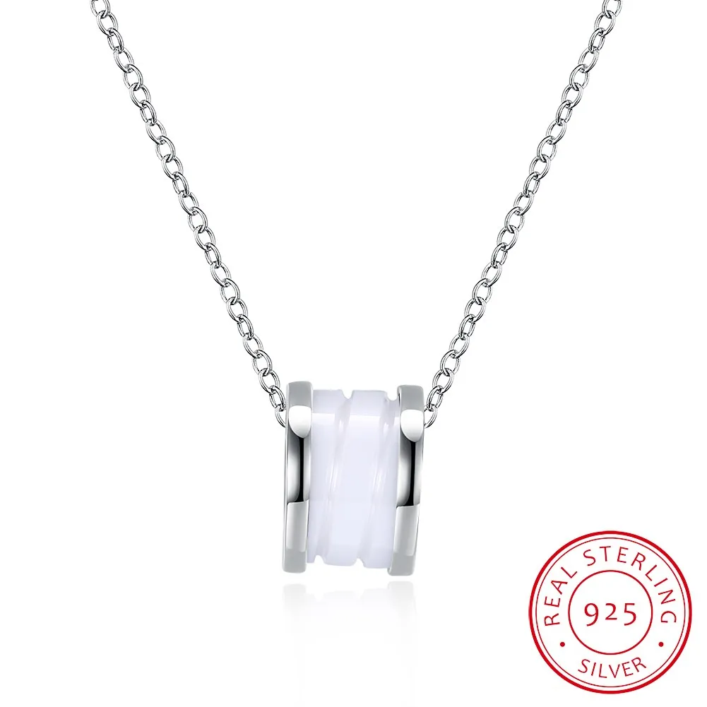 

Sterling Silver Necklace White Ceramic Necklace Fashion Boutique Jewelry Necklace