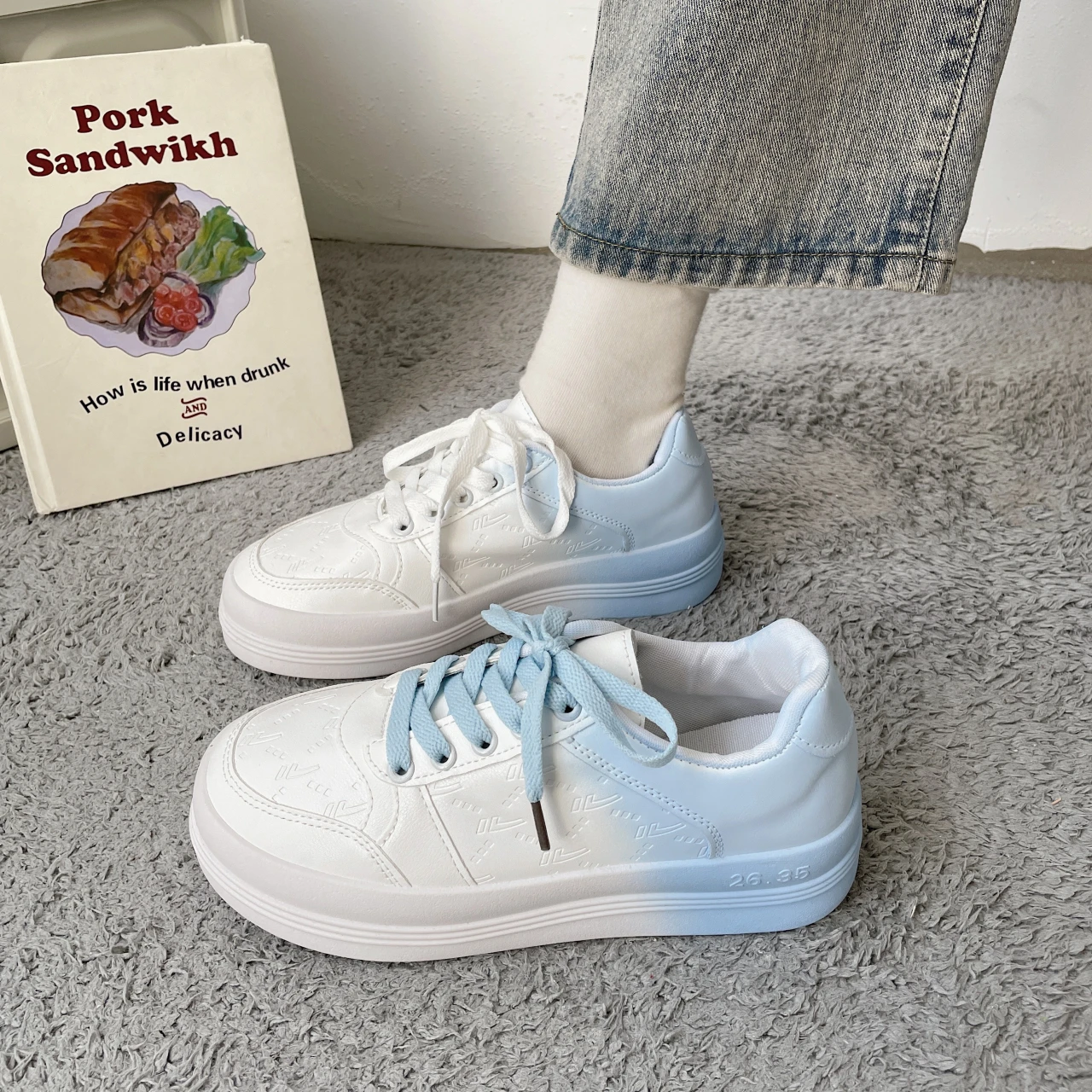 

Women's Vulcanized Shoes Fashion Gradient Platform Women's Shoes Luxury Designer Sports Shoes Thick Soles Lace-up Casual Shoes